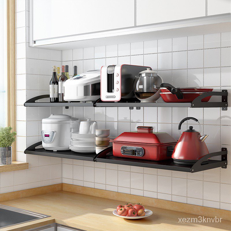 Black stainless steel kitchen rack multifunctional wall-mounted ...