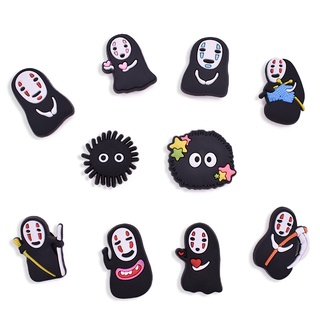 การ์ตูนอนิเมะ jibbit Faceless Man Briquettes Spirited Away Jibits crocks Charm for Woamn Shoe Hole อุปกรณ์เสริมตกแต่งรองเท้า