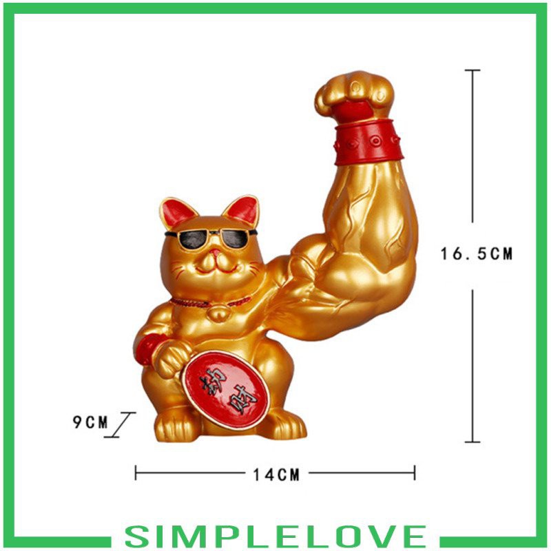 [SIMPLELOVE] Chinese Muscle Arm Lucky Cat Figurine Fortune Waving Arm ...