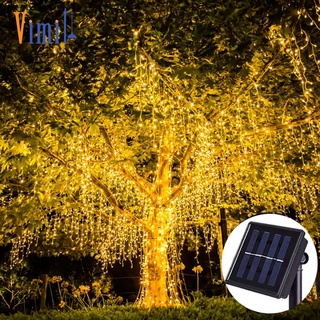 Vimite สายไฟ led 12 22 32 เมตร พลังงานแสงอาทิตย์ กันน้ํา สีฟ้า วอร์มไวท์ หลากสี สําหรับตกแต่งสวน รั้ว บ้าน ต้นไม้ งานแต่งงาน