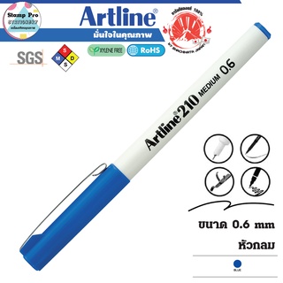 Artline EK-210 ปากกาหัวเข็ม 0.6 มม. Writing Drawing Pen หัวแข็งแรง คมชัด (สีน้ำเงิน)