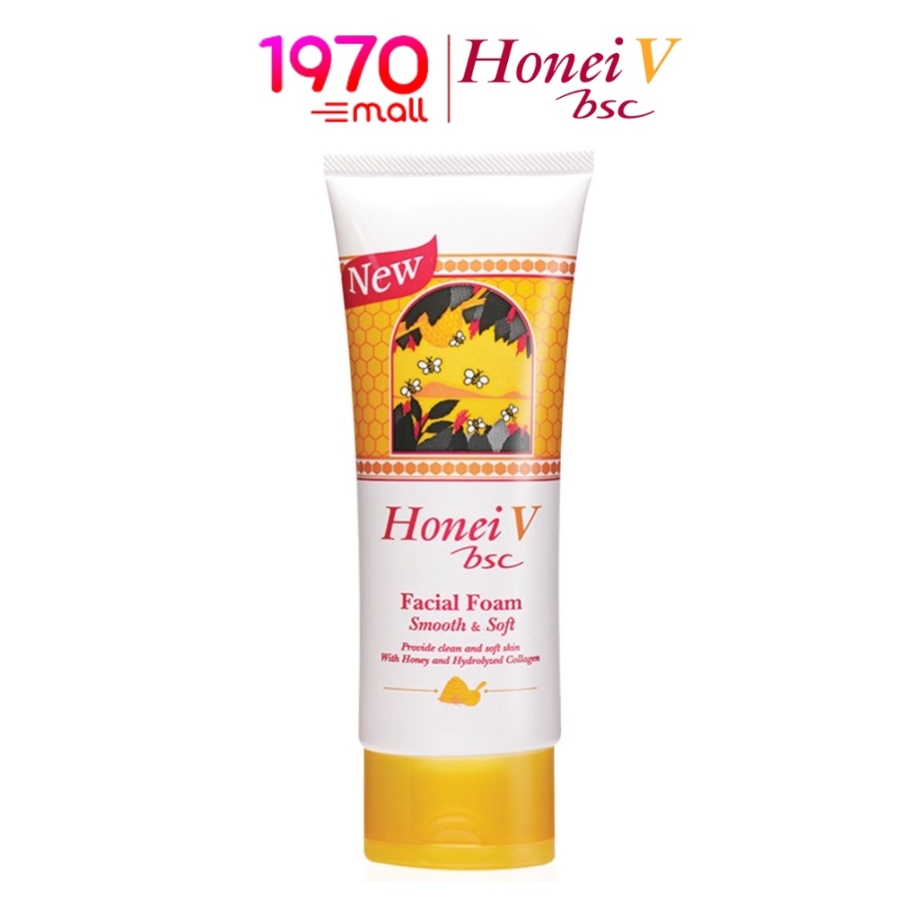 Honei V Bsc Facial Foam Smooth & Soft 100g. โฟมล้างหน้า น้ำผึ้ง สูตรยอดนิยม เหมาะกับทุกสภาพผิว