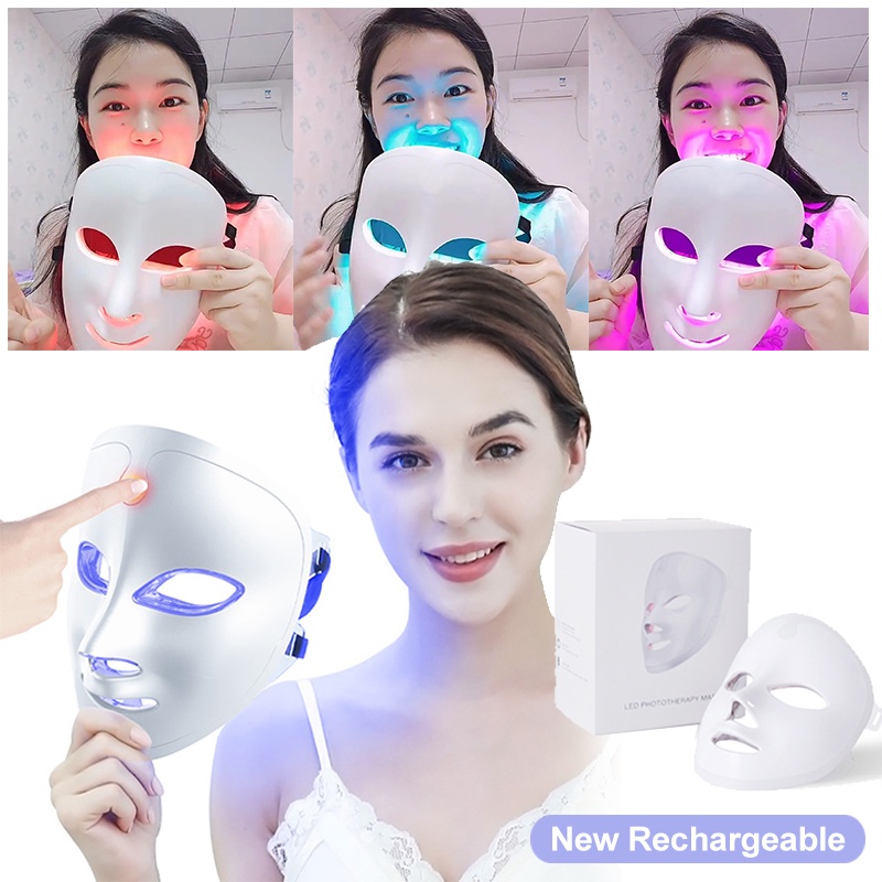 Cordless Light Therapy Acne Treatment 7 Colors LED Mask Facial Therapy