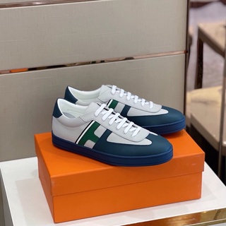 พรี ​Hermes Boomerang Sneakers 38-45 รองเท้าผู้ชาย หนังแท้แบรนด์เนน รองเท้าลำลอง