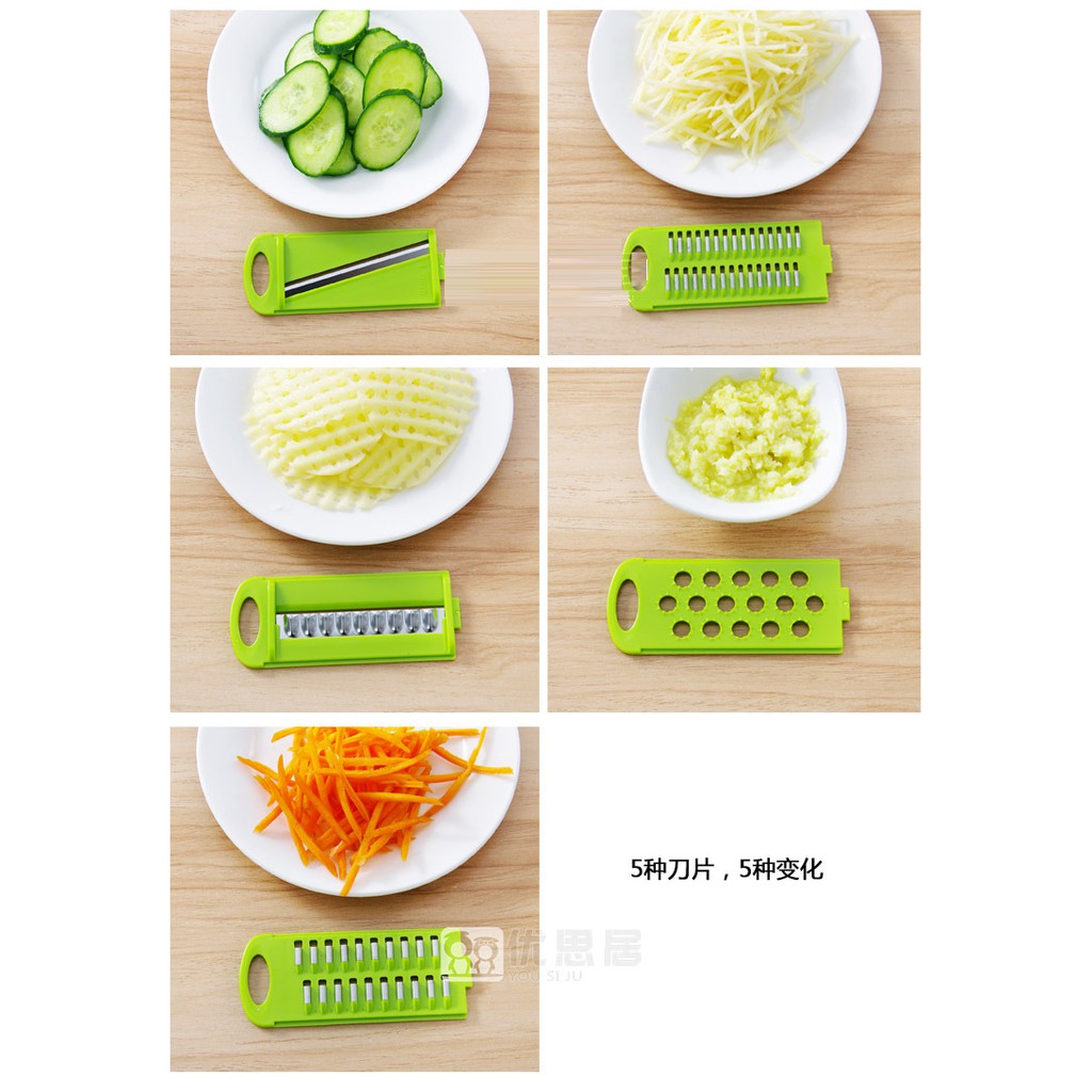 ที่ขูดผักผลไม้5in1 ที่ขูดมะละกอ ที่ขูดฝอย ที่สไลด์ผัก มีดลอน BB074 ราคา ถูกที่สุด ดีลบีเคเค แกลเลอรีภาพที่ 8