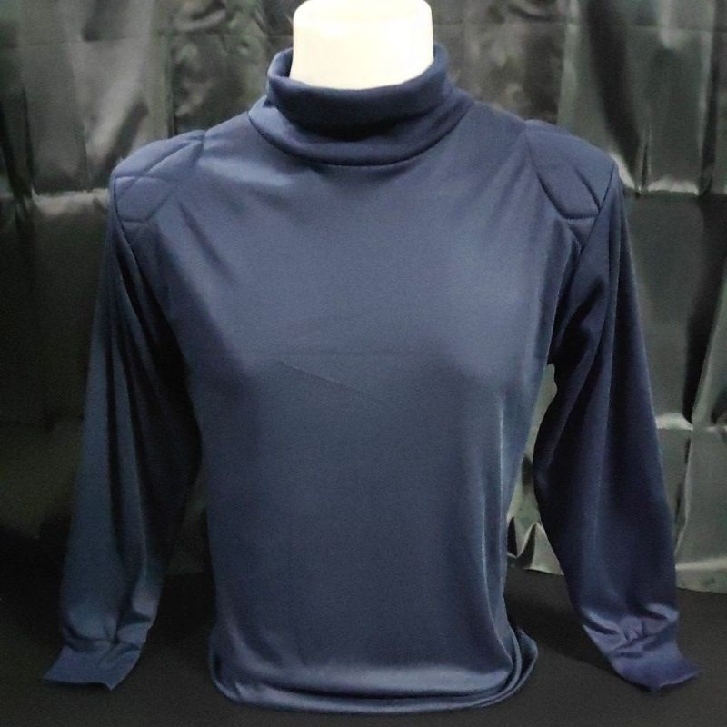 เสื้อยืดคอเต่าแขนยาว สีกรม ผ้าคอตตอน 100%
