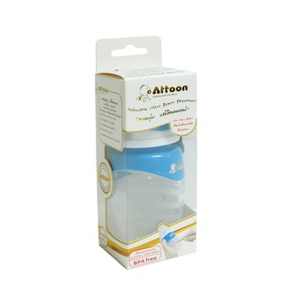 Monkey Toys ขวดนมซิลิโคนแบบนุ่ม 4oz ATTOON Silicone New Born Premium [สีฟ้า] 101902