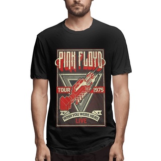 เสื้อยืดพิมพ์ลายแฟชั่น พร้อมส่ง เสื้อเชิ้ตคอกลม ผ้าฝ้ายแท้ พิมพ์ลาย Floyd Wish You Were Here Tour 75 สีชมพู แฟชั่นฤดูร้