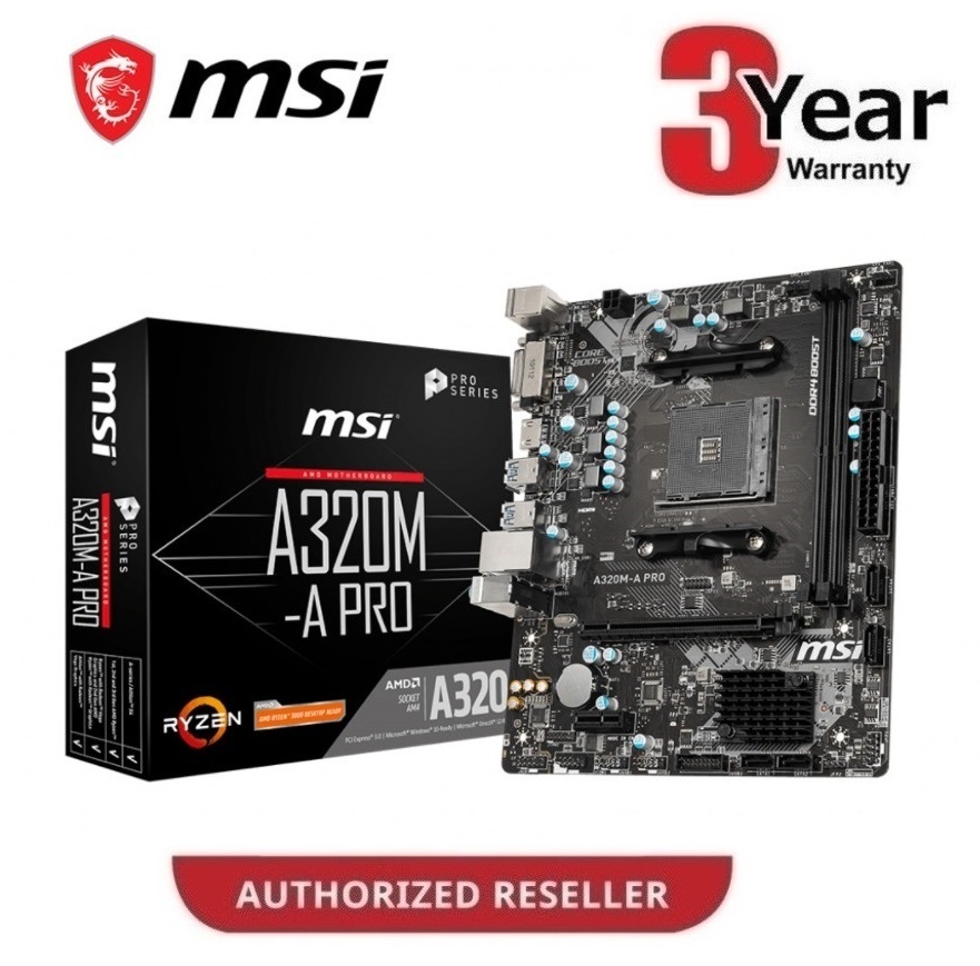 MSI A320M-A PRO AMD AM4 Matx เมนบอร์ด A320M A PRO