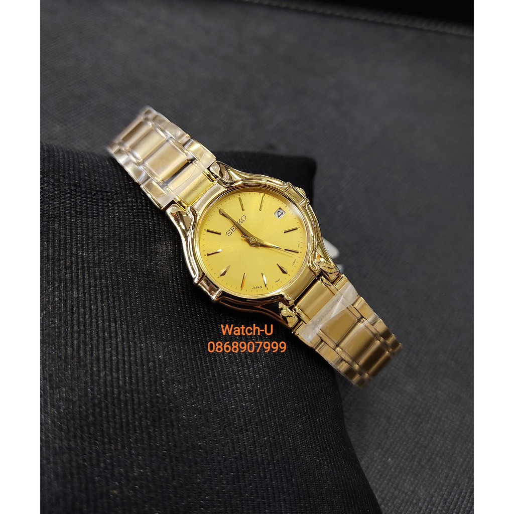 นาฬิกาข้อมือผู้หญิง Seiko Lady เรือนบาง Made in Japan เรือนสีทอง รุ่น SXD510J1 SXD510J SXD510