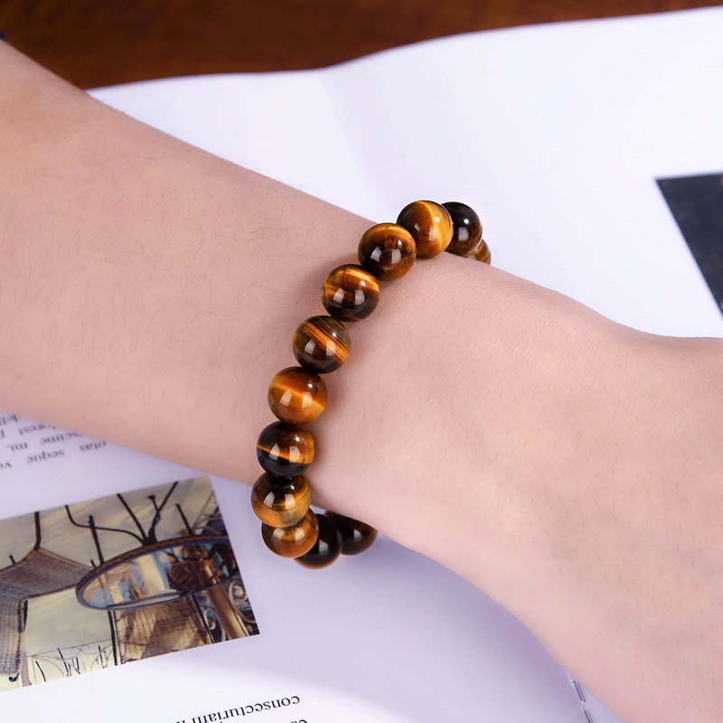 [สร้อยข้อมือลูกปัดหินตาเสือธรรมชาติ 8 มม. ผู้หญิงและผู้ชาย] [สร้อยข้อมือนําโชค สุขภาพดี] [เครื่องประดับ ของขวัญ]