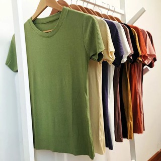 เสื้อยืดผ้าร่อง เสื้อยืดผ้านิ่ม อก32-44 สาวอวบใส่ได้