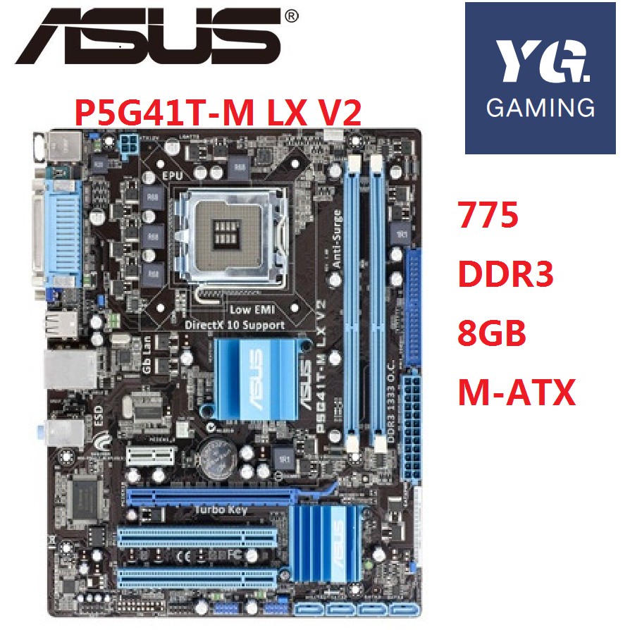 Asus P5G41T-M LX V2 Desktop Motherboard G41 Socket LGA 775 Q8200 Q8300 DDR3 8G u ATX UEFI BIOS Used Mainboard On Sale