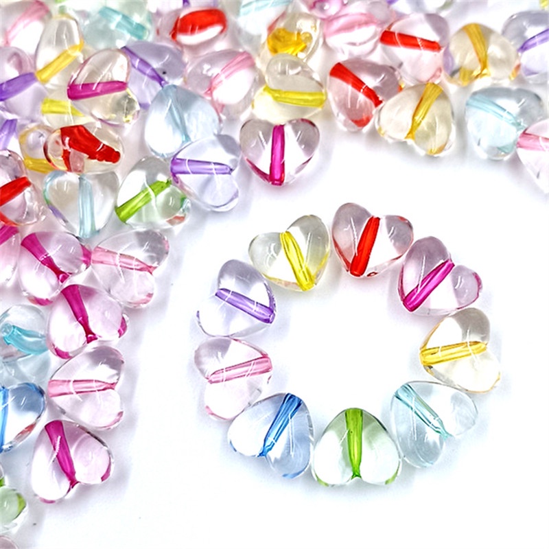 ลูกปัดอะคริลิคใส รูปหัวใจ ขนาด 7.6*8.5 มม. DIY จํานวน 20 ชิ้น