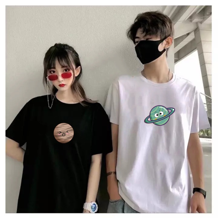 ใหม่ เสื้อยืด ลาย VENUS SATUR PLANET COUPLE