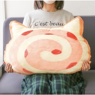 หมอนอิง-เบาะรองนั่งขนมปังหน้าแมว Soft Cat Shaped Bread Cushion -Strawberry Marble- 🇯🇵นำเข้าจากญี่ปุ่น🇯🇵