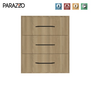 PARAZZO ลิ้นชัก 3 ชั้น WPC รุ่น ENZO SERIES ขนาด 50x60ซม. สี Natural Oak มือจับสีดำ วัสดุไม้สังเคราะห์ กันน้ำ กันปลวก