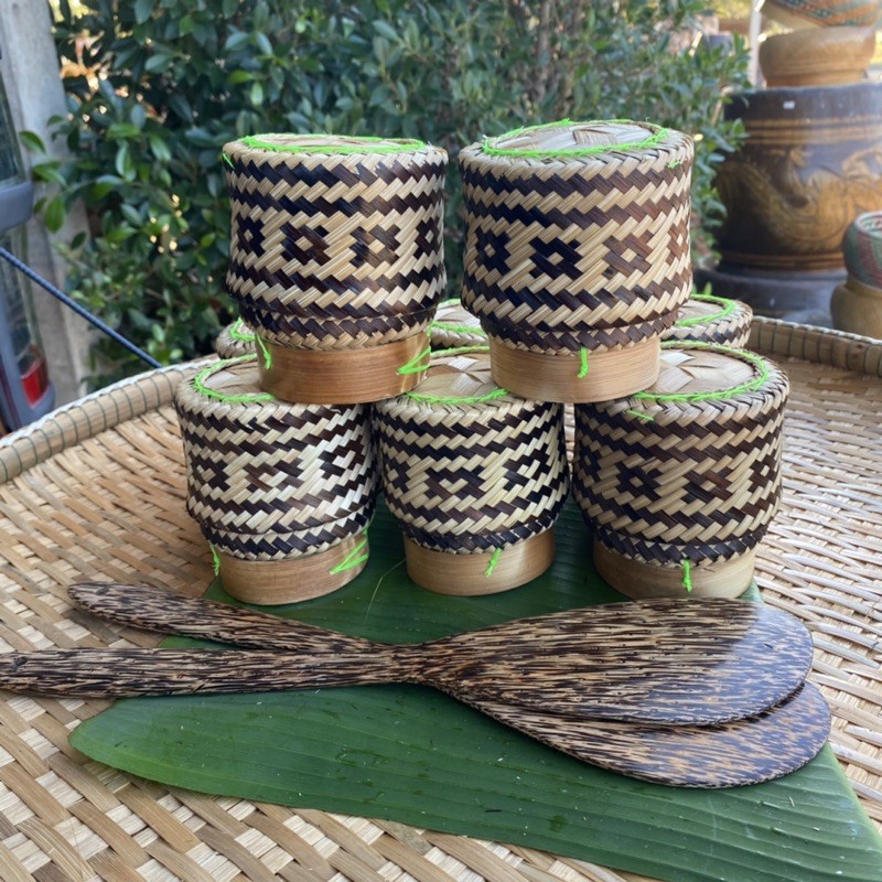 กระติบข้าวเหนียว/ลายไทยใบเล็ก ใส่ข้าวเหนียวอุ่นนาน ใส่ข้าว 10บาท