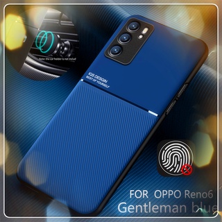 Oppo Reno 6 Reno6 5G โทรศัพท์ Matte หนังเคสแม่เหล็กป้องกันการกระแทกกลับนุ่มปลอก