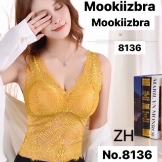 🦄Mookiizbra🦄🔥สินค้าแนะนำ#8136 เต็มตัวลูกไม้ ฟรีไซร์ 28-38”สี:เหลือง เขียว เทา เนื้อ ชมพู ดำ ขาว💥ฟองหนารูปมือ💥