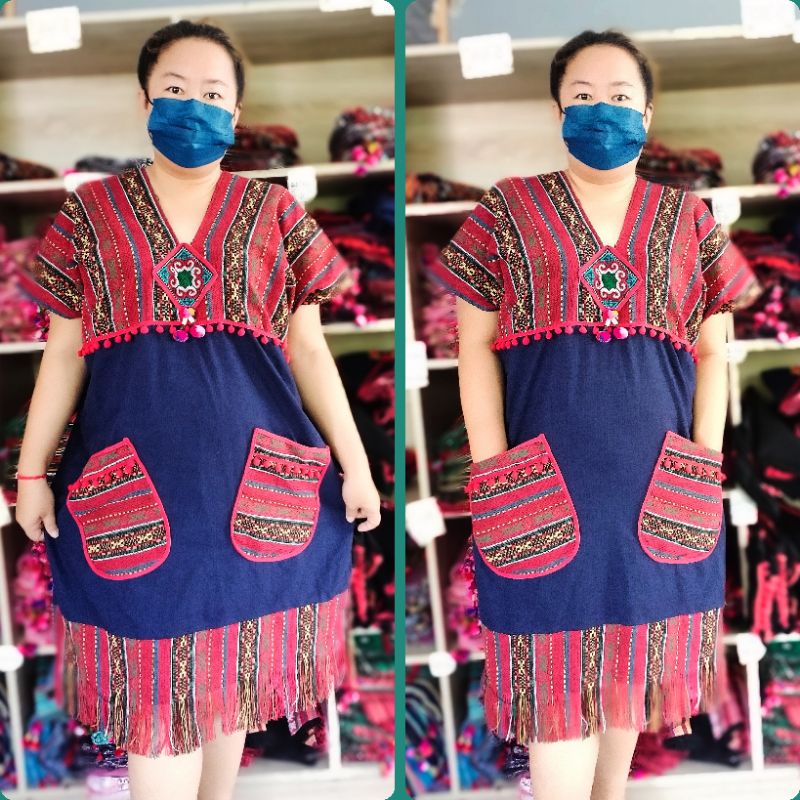 เดรสผ้าพื้นเมืองไซส์ใหญ่อก56