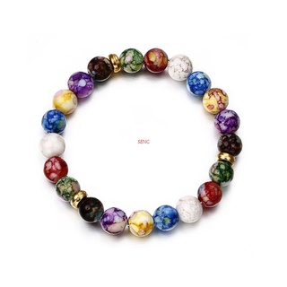 seng Colorful Beads Rainbow Healing Crystal Chakra Yoga Hologram Bracelets For Women