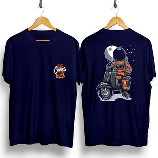 R8 / T-shirt Distro / Vespa เสื้อยืดสีขาว / L &amp; Xl ลายนักบินอวกาศ