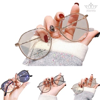 【FUNWD】Girls Students Glasses Bright Black Korean Style Polygon Anti-blue Light