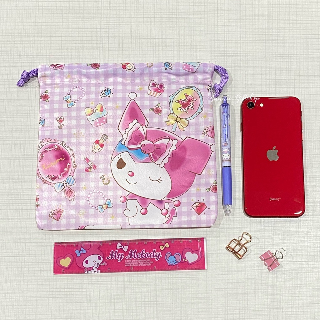 พร้อมส่ง ถุงผ้าหูรูดลายการ์ตูน ผ้าลื่น Kitty Melody Sanrio