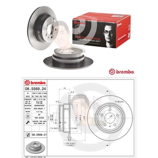 08 5569 21 จานเบรค ล้อ R (ยี่ห้อ BREMBO) รุ่น UV VOLVO 850 S70 V70 ปี1991-&gt;