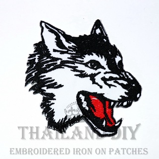 🐺 ตัวรีดติดเสื้อ หัวหมาป่า หมาป่า หน้าดุ Wolf Head Patch งานปัก WOP DIY ตัวรีด อาร์มติดเสื้อ เสื้อแจ็คเก็ต หมวก กระเป๋า