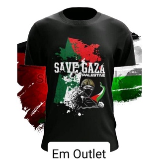 เสื้อยืดแขนสั้นลําลอง คอกลม ผ้าฝ้าย ทรงหลวม ขนาดใหญ่ พิมพ์ลาย Save Gaza Palestin สีขาว แฟชั่นสําหรับผู้ชาย และผู้หญิง สินค้าพร้อมส่ง