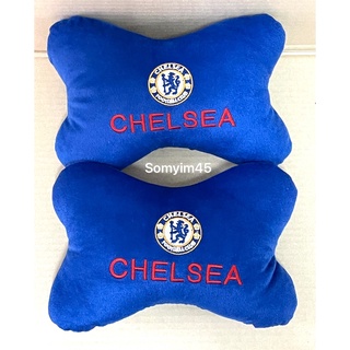 ผ้า(1คู่)หมอนรองคอในรถ ลายchelsea เชลซี