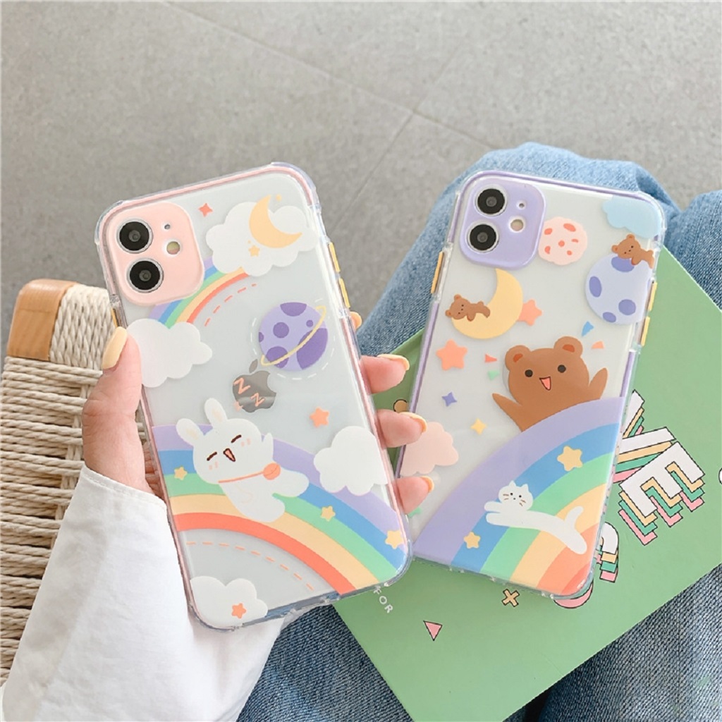 Ip Case Cosmic Bear Rabbit Ip Case ขอบสี iP 6/6s/6plus/7/8/7plus/8plus/x/xs/xs max/11/11promax