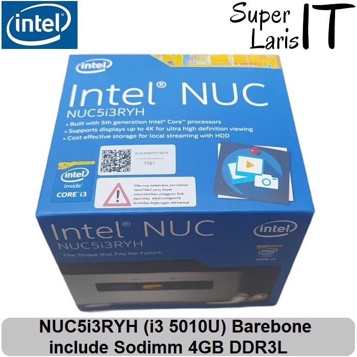 Intel NUC5i3RYH Core i3 5010U 2.10GHz รวม Sodimm 4GB DDR3L Mini PC