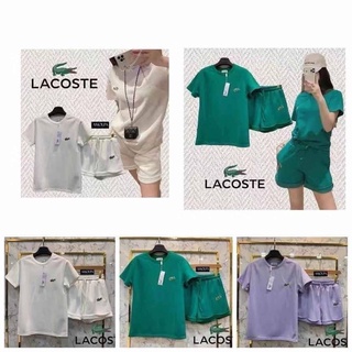 🌈พร้อมส่ง🌈 ชุดเซต Lacoste 🤍💚💜 🐊