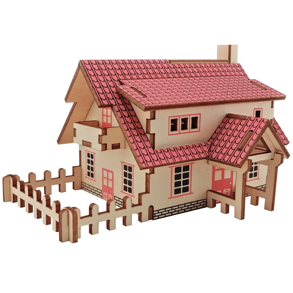 3D Wooden Puzzle Toys Jigsaw Architecture House DIY Manual Assembly Kit
