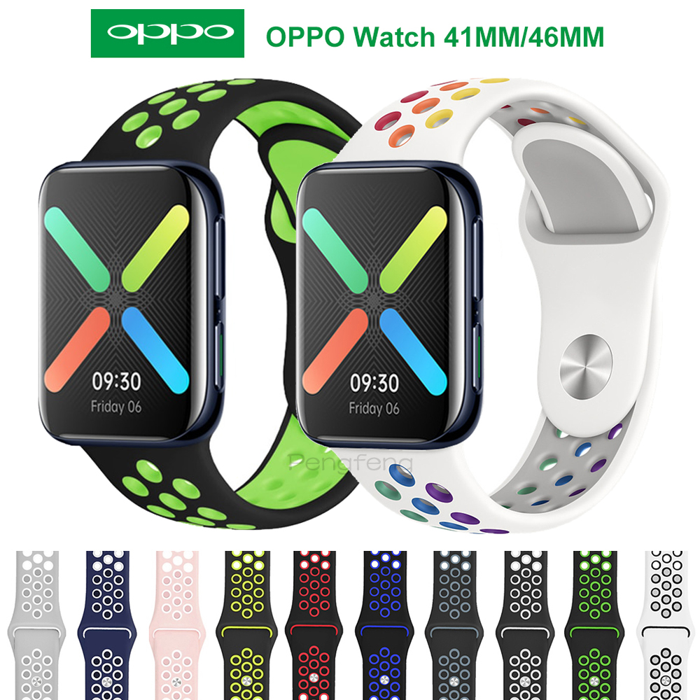 สายนาฬิกาข้อมือซิลิโคน แบบนิ่ม สีสันสดใส สําหรับ Oppo Watch 41 มม. 46 มม. Oppo Smart Watch