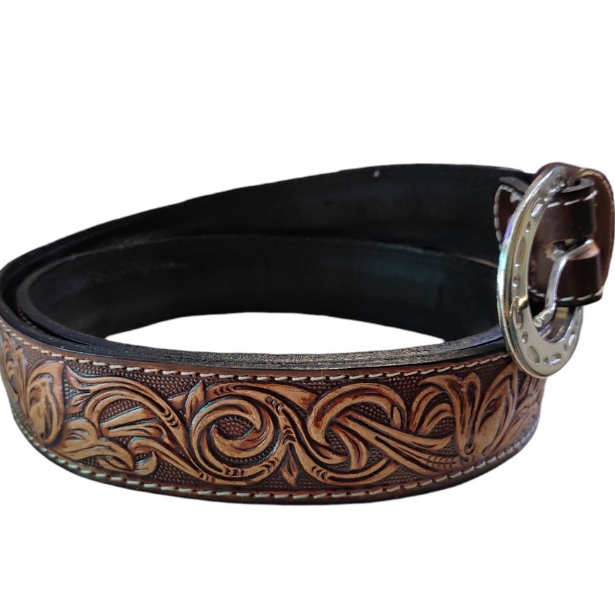 พร้อมส่ง! เข็มขัดหนังวัวแท้อัดเครื่อง- ตอกลายหนังทั้งเส้น  เข็มขัดชายหนังแท้ เข็มขัดคาวบอย เข็มขัดผู