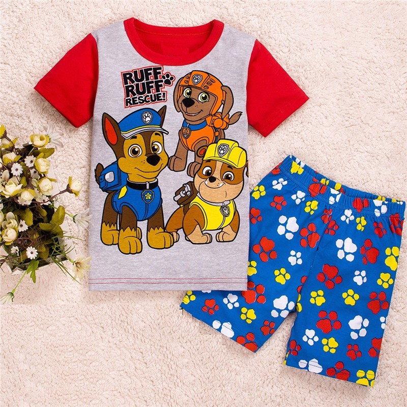 Paw Patrol ชุดนอน ผ้าฝ้าย แฟชั่นฤดูร้อน สําหรับเด็กผู้ชาย ASD288