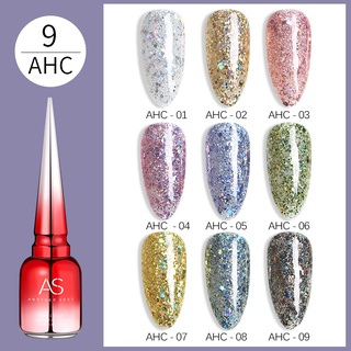 พร้อมส่ง🍭 (AHC) สีเจลกากเพชรตกแต่งเล็บ ASฝาแหลมขวดแดง