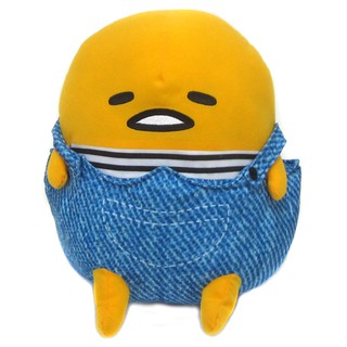 ตุ๊กตา Gudetama Denim ตัวกลมๆ ใส่ชุดเอี๊ยมยีนส์สีอ่อน ขนาด 30 x 30 x 17 ซม.