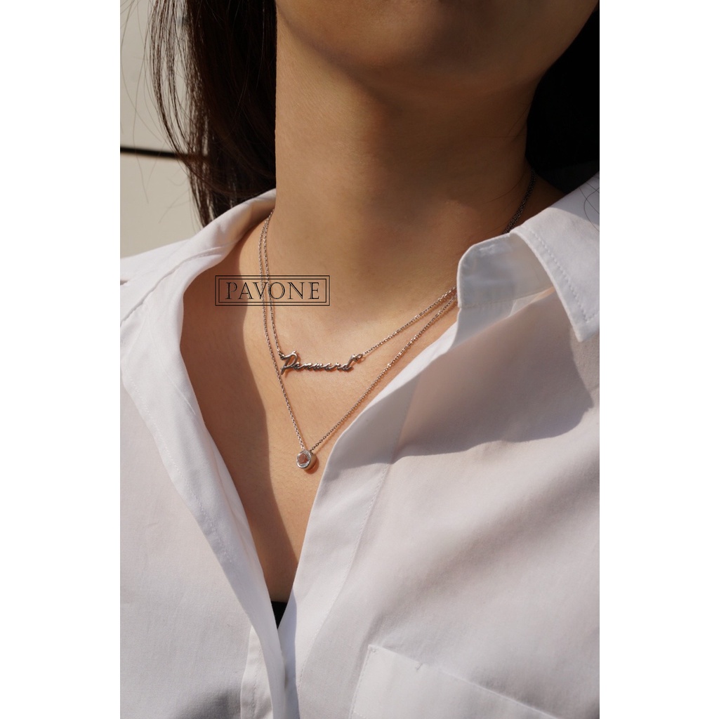 Pavone Jewelry สร้อยคอ 2 ชั้น เงินแท้ สร้อยตัวอักษรชื่อ ฝังเพชร CZ💎 เลือกชุบทอง18k /ชุบทองคำขาว /ชุบ