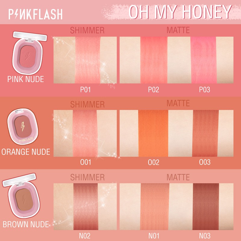 Pinkflash Ohmyhoney บลัชออน ปัดแก้ม สีธรรมชาติ ติดทนนาน #8