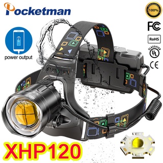 500000Lm Xhp120 1500M ไฟฉาย Led ไฟหน้ายาวซูมได้ 18650 Xhp90.2 สําหรับล่าสัตว์