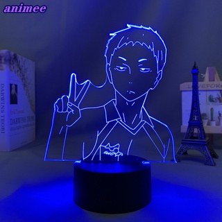 โคมไฟตั้งโต๊ะ Led รูปอนิเมะ Haikyuu Takahiro Hanamaki 3d เปลี่ยนสีได้ ใช้แบตเตอรี่ Usb สําหรับตกแต่งบ้าน