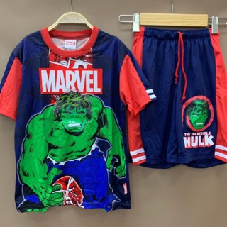 ชุดเซตเสื้อ+กางเกง ผ้ามัน The Hulk มีไฟ