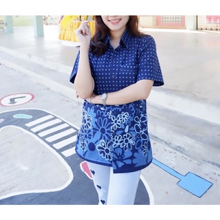 เสื้อหม้อฮ่อมซาฟารีทรงผู้หญิงคอปกใส่ได้ทุกเทศกาล