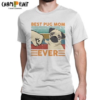 เสื้อยืดคอกลม ผ้าฝ้ายแท้ พิมพ์ลายสุนัขบู็อก Best PUG MOM Ever สไตล์ฝรั่งเศส สําหรับผู้ชาย ให้เป็นของขวัญS-5XL