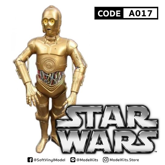 [A017] C3PO Droid Robot Star Wars (ดรอย สตาร์วอร์) Figure Vinyl Model Kit ฟิกเกอร์ โมเดล ซอฟไวนิล